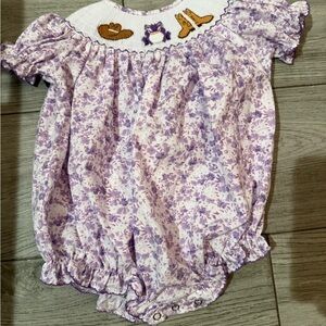 TCU Horned Frogs Floral Baby Smocked Bubble Romper